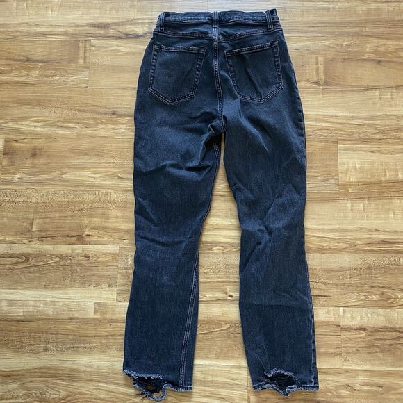 A&F 28 The Ankle Straight Ultra High Rise Black Distressed Curve Love Boho Jeans - Picture 2 of 16